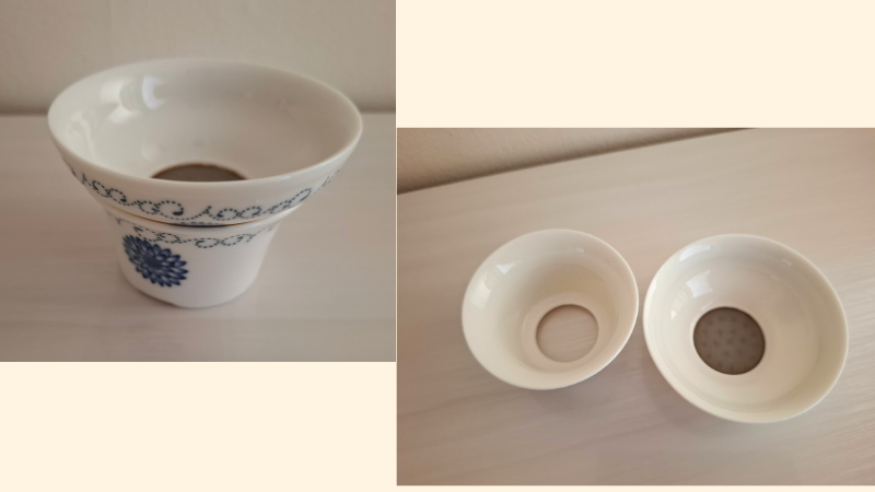 中国茶器セットの茶こしの写真